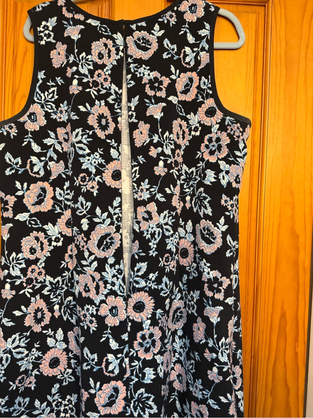 Loft Navy blue Floral Sleeveless Shift Dress with Pink & White Flowers - Picture 7 of 7